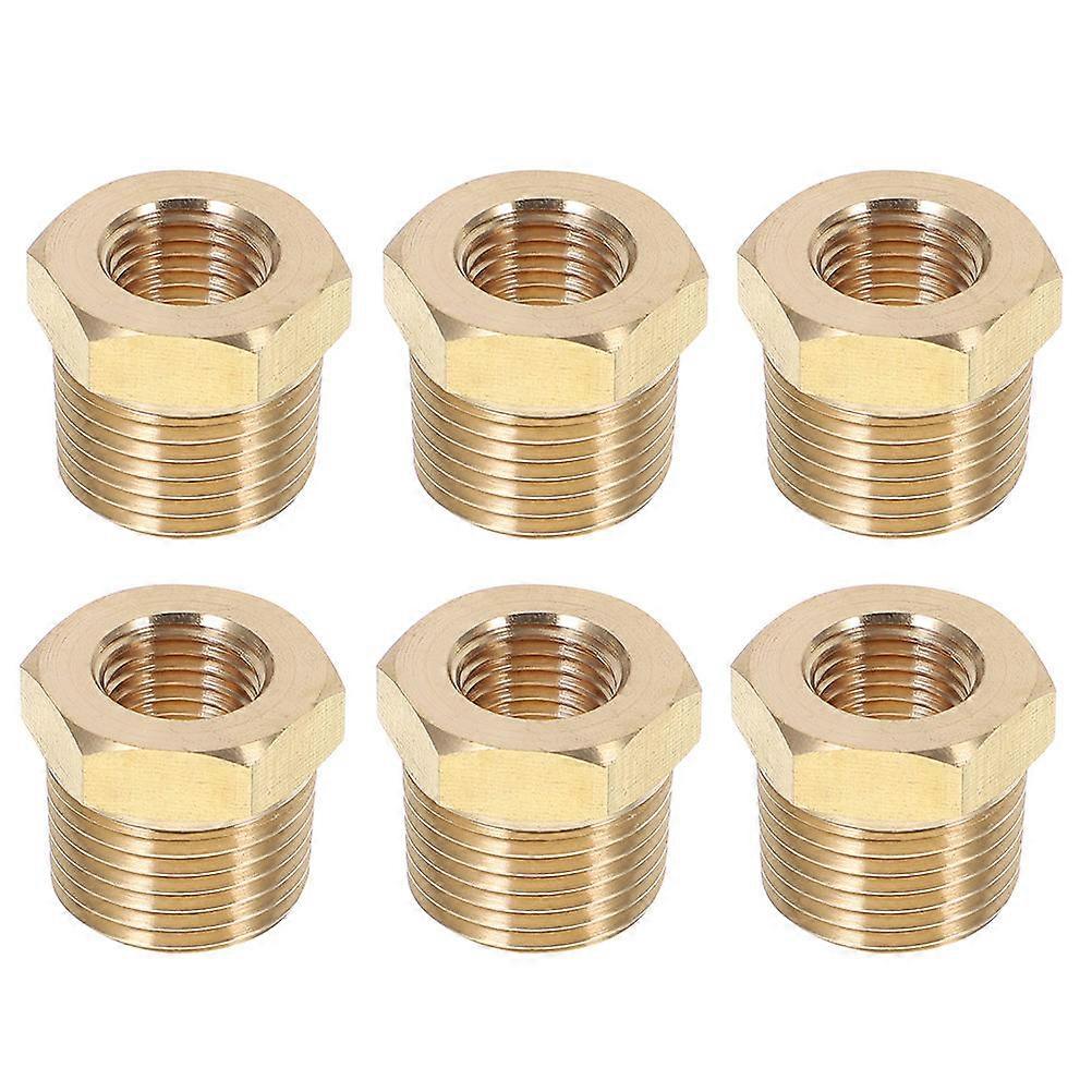 Hose Reducer Bushing Copper Adapter for Threaded Pipe 6Pcs Hexagonal