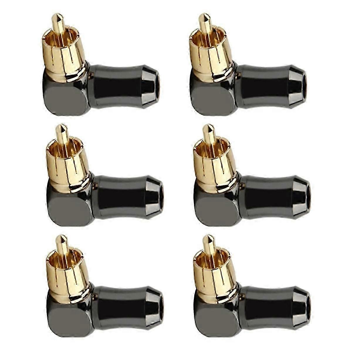 6Pcs RCA Connector Audio Plug Male 90 Degree Right Angle Elbow Speaker Terminal Conector for Soldering Video Cable