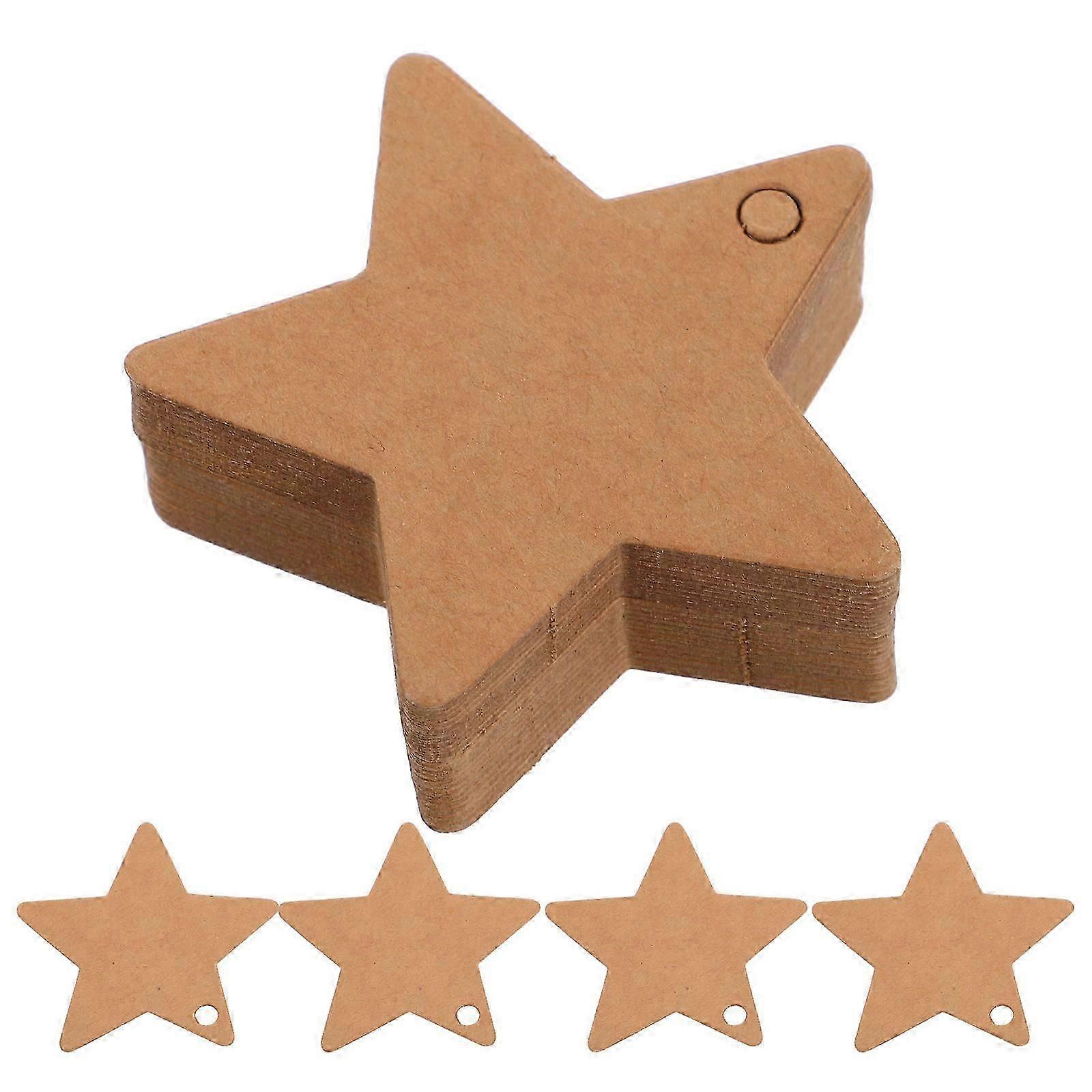 100Pcs Star Shaped Handmade Present Tags for Wedding Brown Kraft Paper