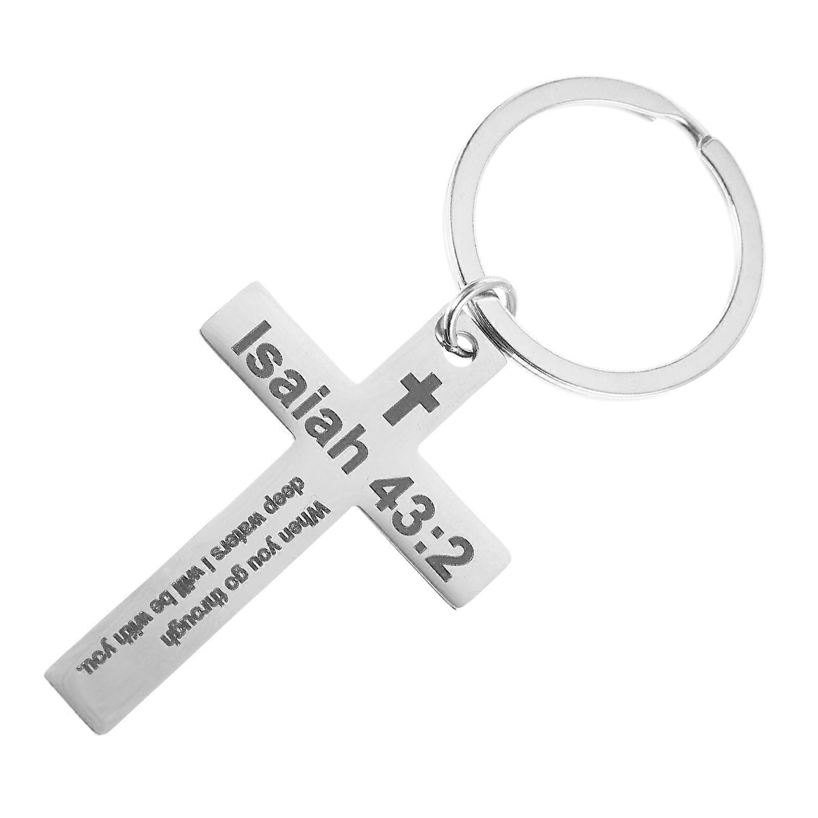 Cross Keychain Stainless Steel Keychain for Storage Use Silver Accessory