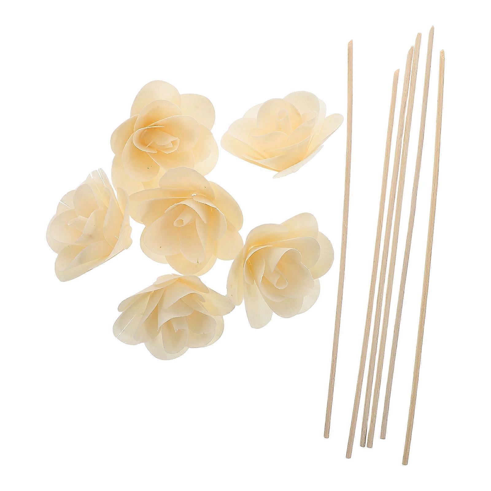 Aroma Diffuser Sticks Beige Flower for Home Use 6Pcs