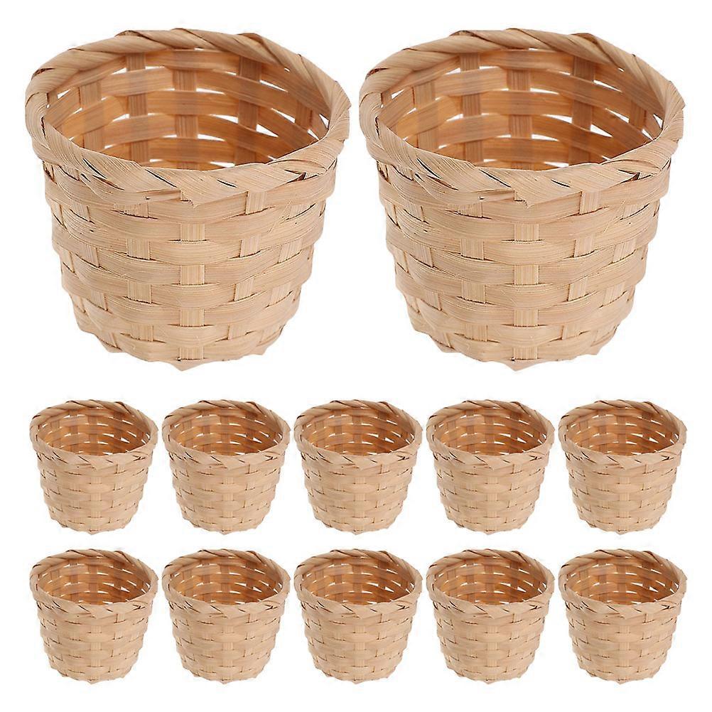 Bamboo Woven Storage Basket for Organizing 12Pcs Mini Decorative Baskets