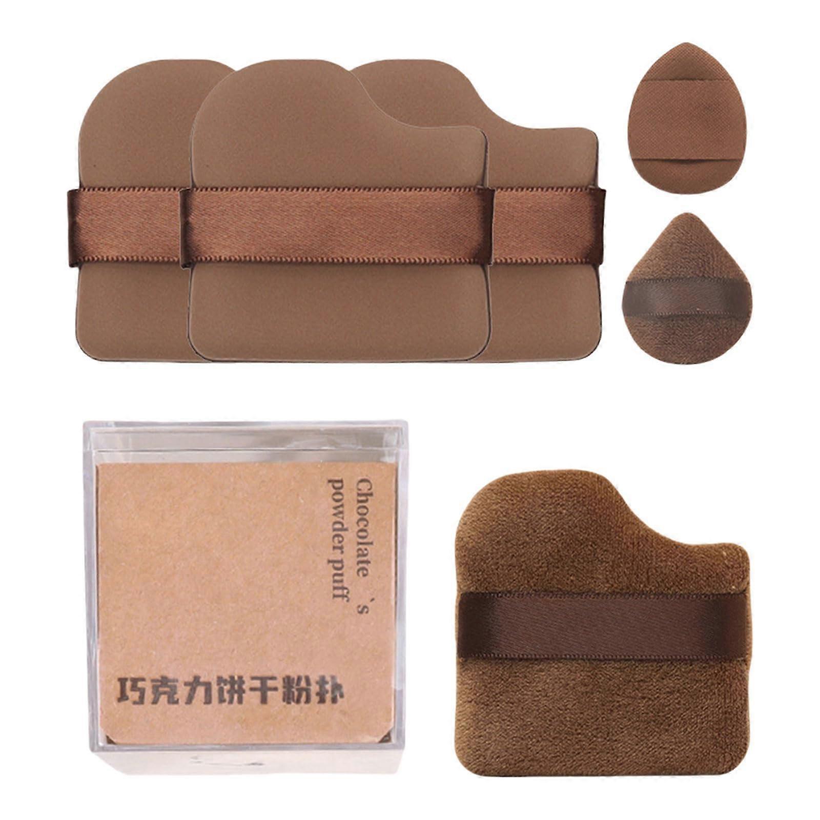 Makeup Sponge Set Chocolate Biscuit Powder Puff with Strap for Wet and Dry Seamless Blending