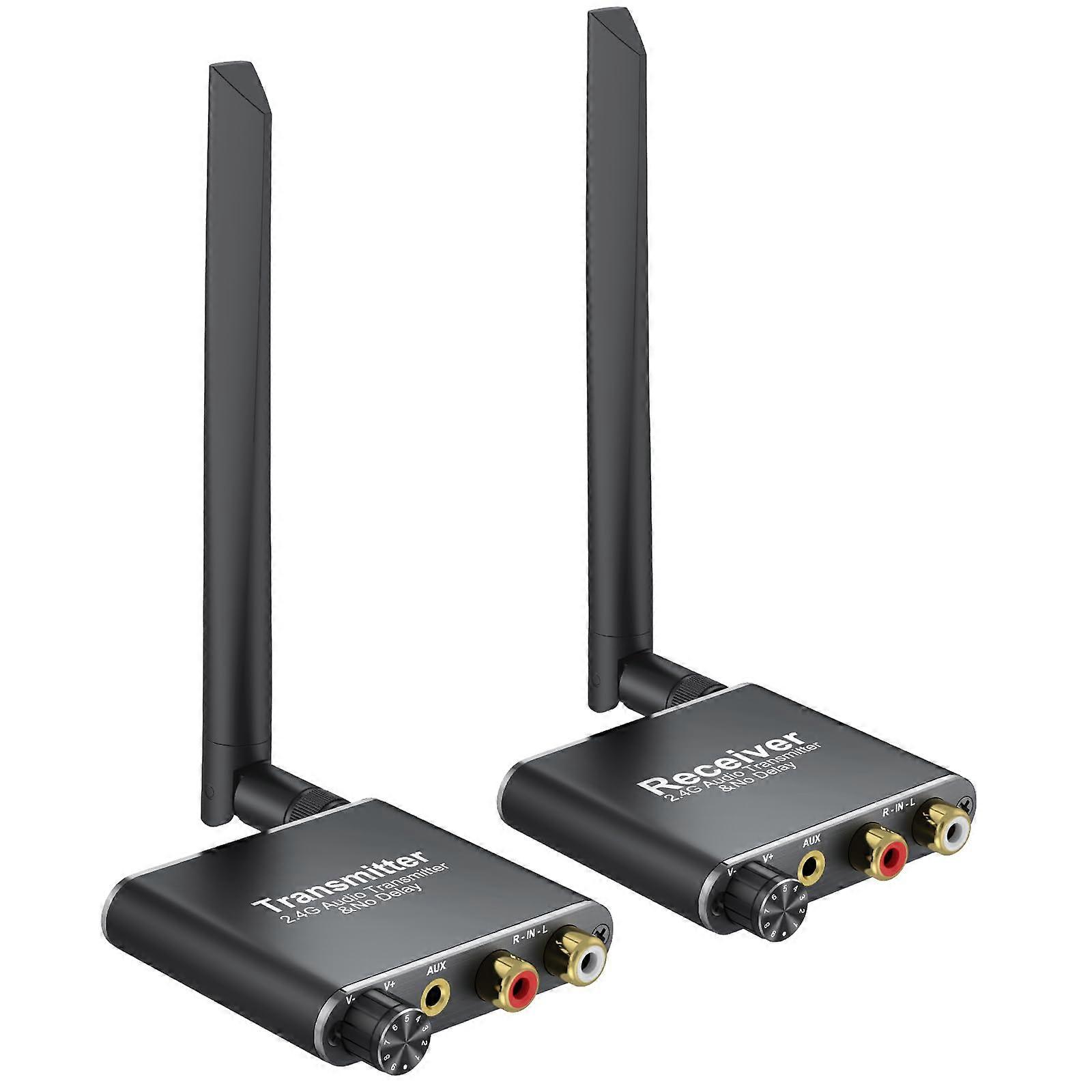 Wireless Audio Transmitter Receiver 2.4GHz Long Range Low Latency for TV Speakers RCA 3.5mm