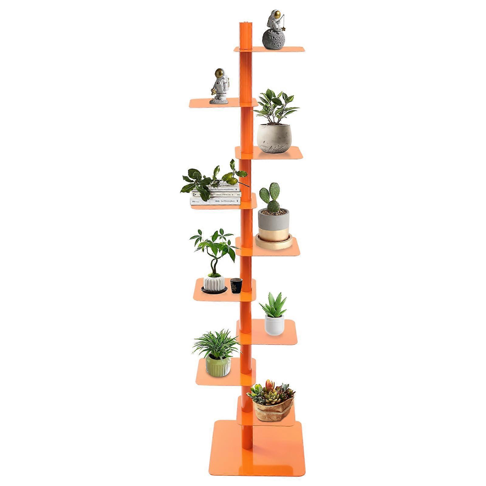 9 Tier Rotating Bookshelf 360 Degree Spinning Book Tower Organizer for Home Office Corner Orange