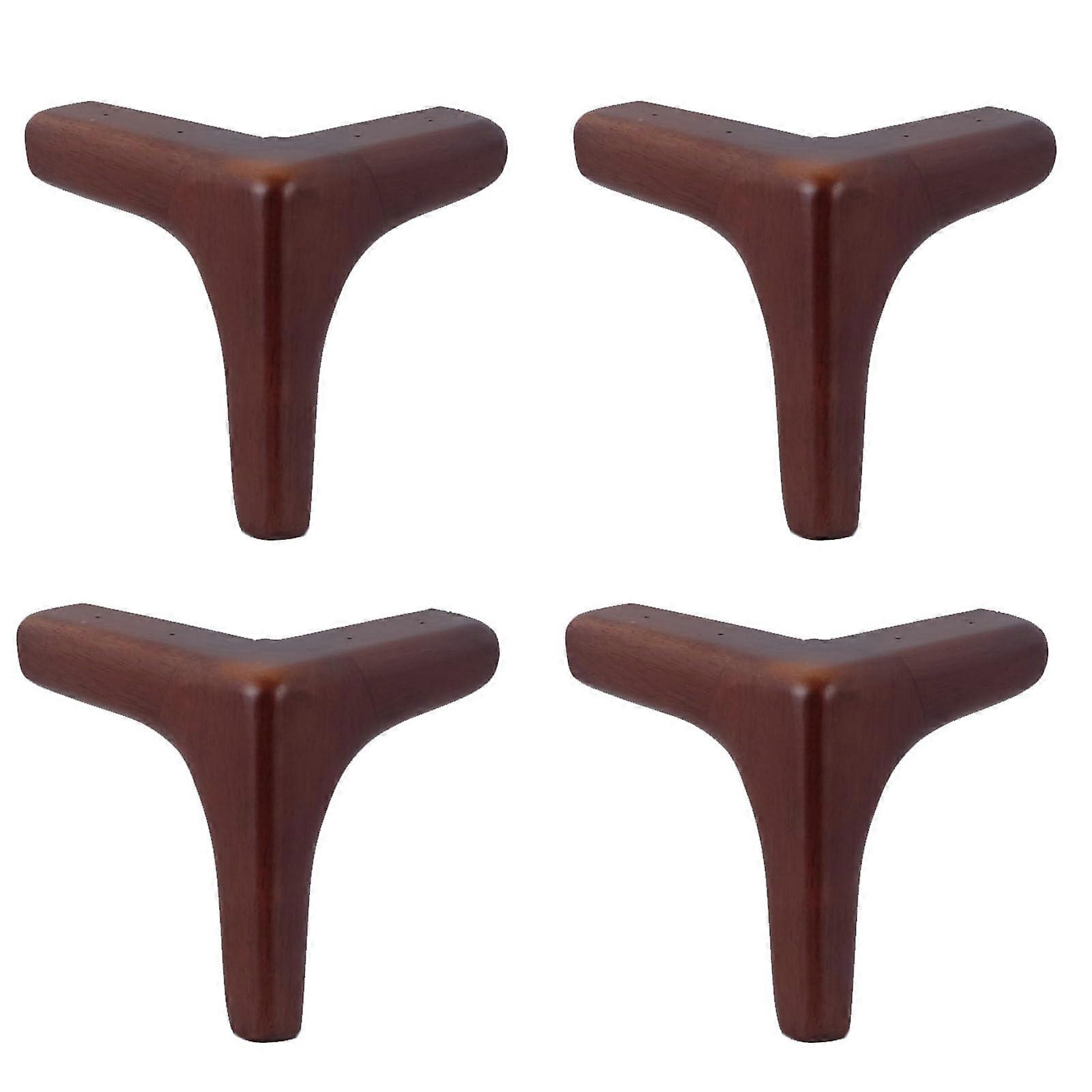 Set of 4 Solid Oak Furniture Legs with Triangular Design and Floor Protection Pads for Sofa Bed Cabinet