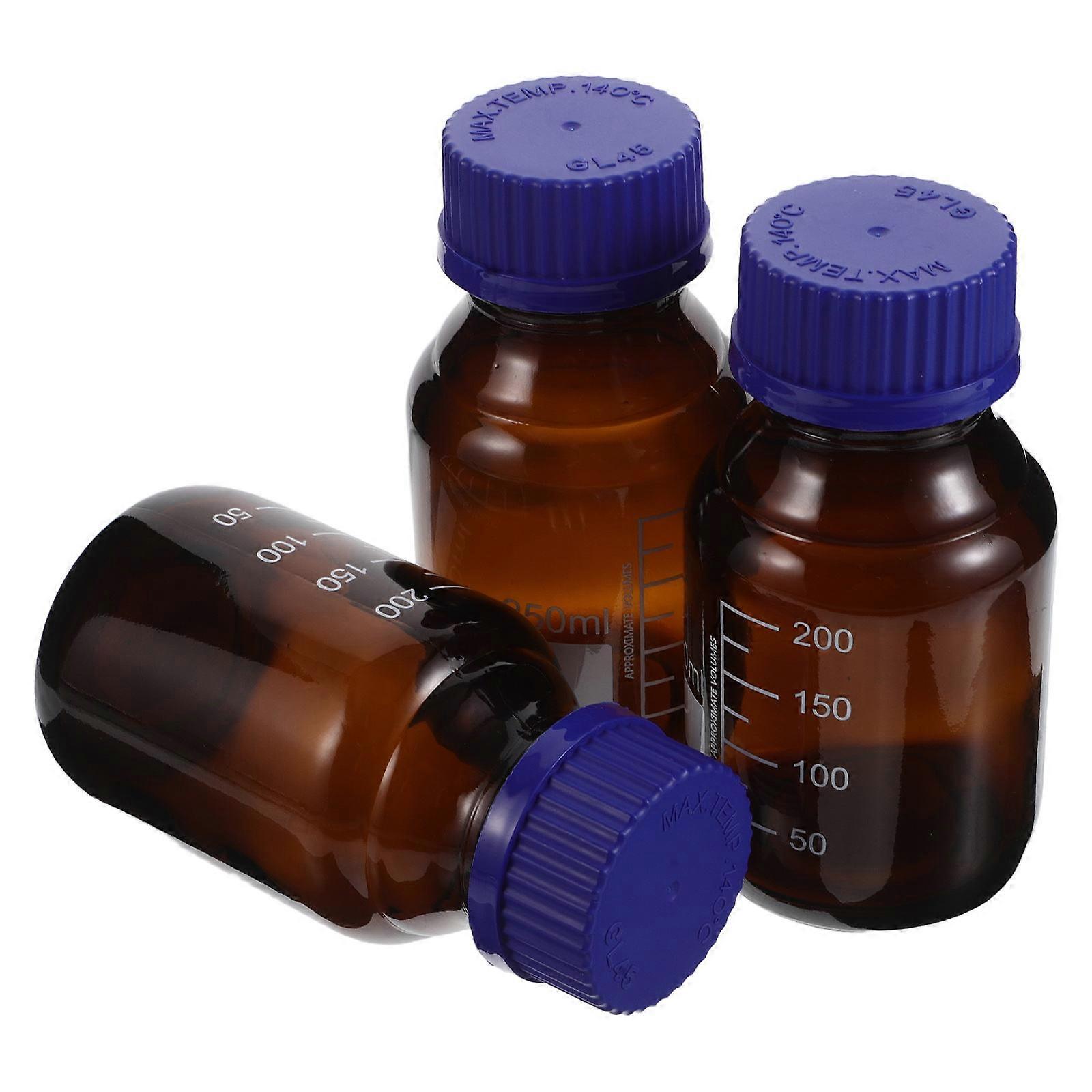 Glass Small Bottles Reagent Bottle for Storage 3Pcs with Screw Caps