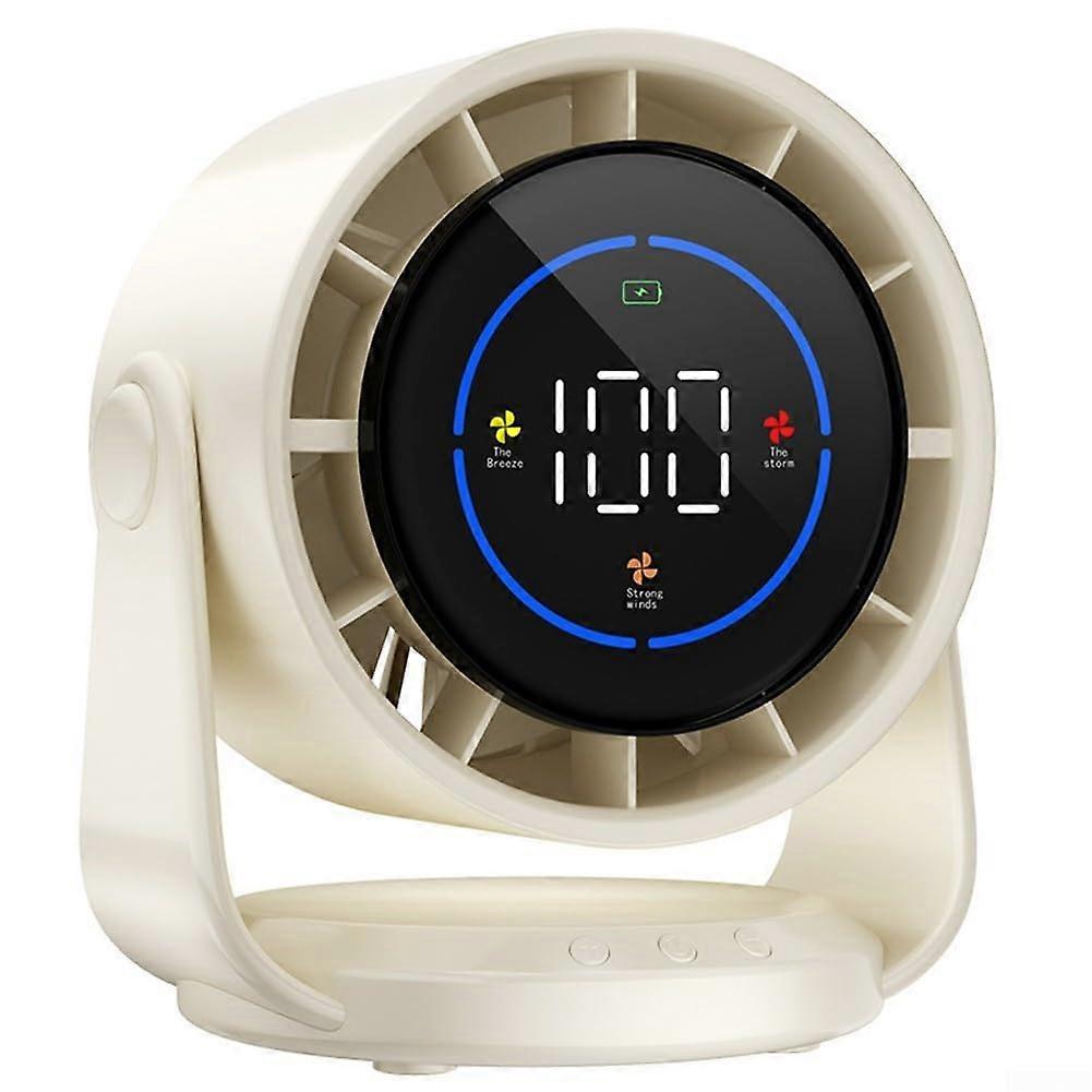 USB Desktop Fan 4000mAh Battery, 100Speed Adjustable Airflow, WallMountable with Digital Display