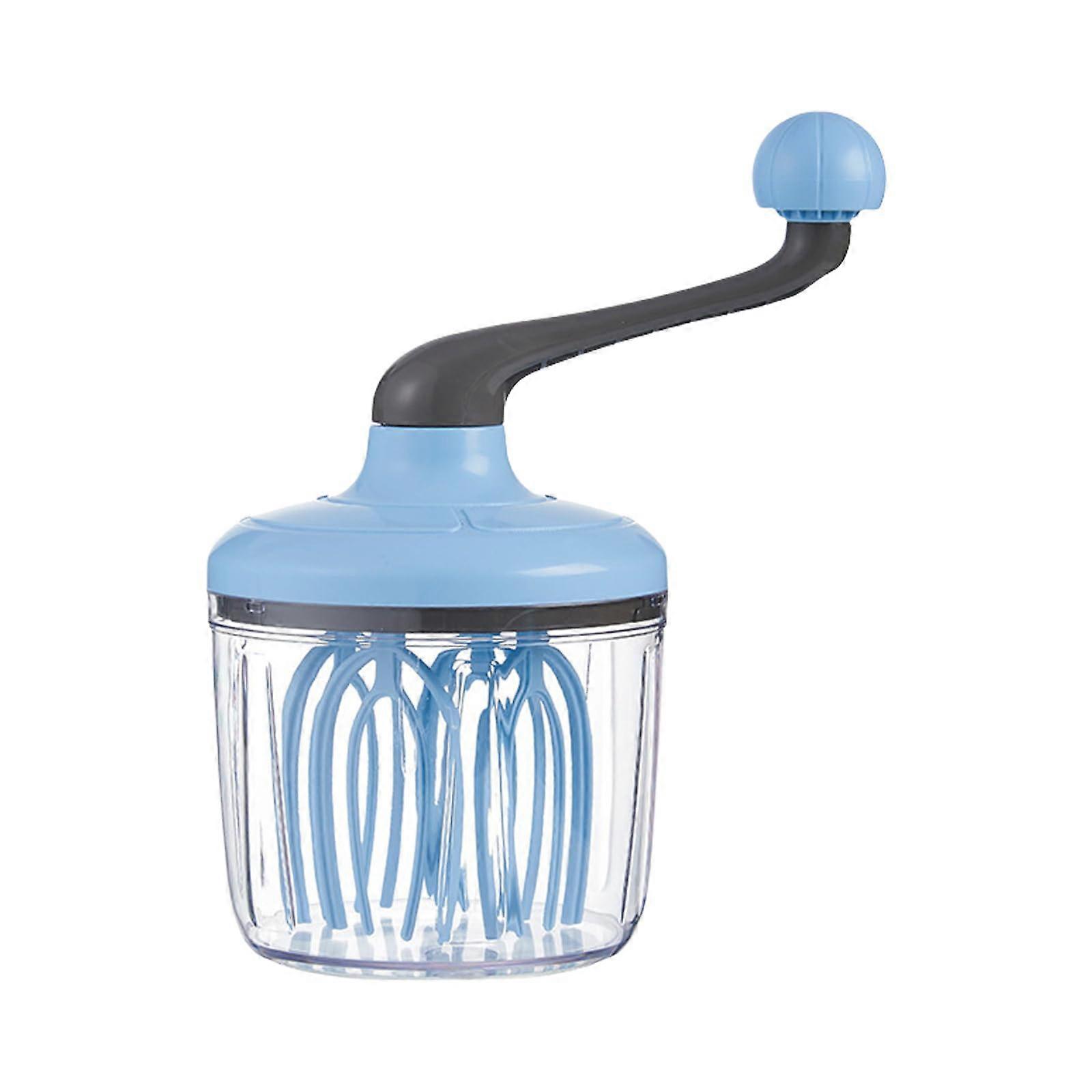 Manual Egg Beater with Rotating Head for Quick Whipping Baking and Cooking Kitchen Tool Blue