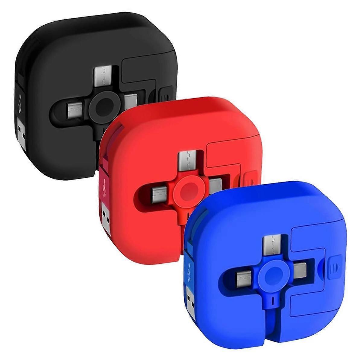 3Pcs 3-in-1 Data Line Fast Charging Box,Multi Charging Cable,Retractable 3in1 Data Line Fast Charging,Data Transmission