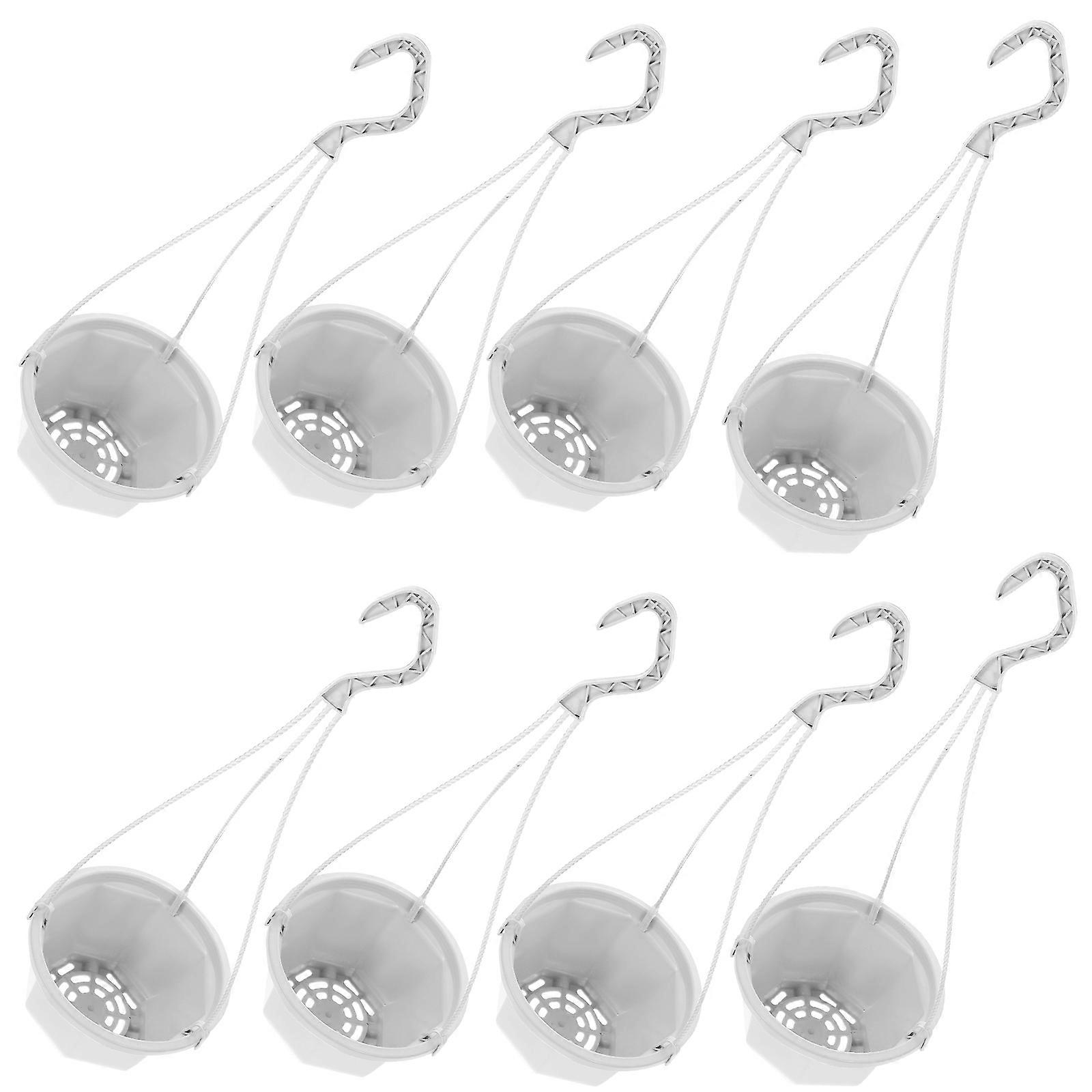 Hanging Flower Pots Plastic Planters for Home Use 8Pcs Set