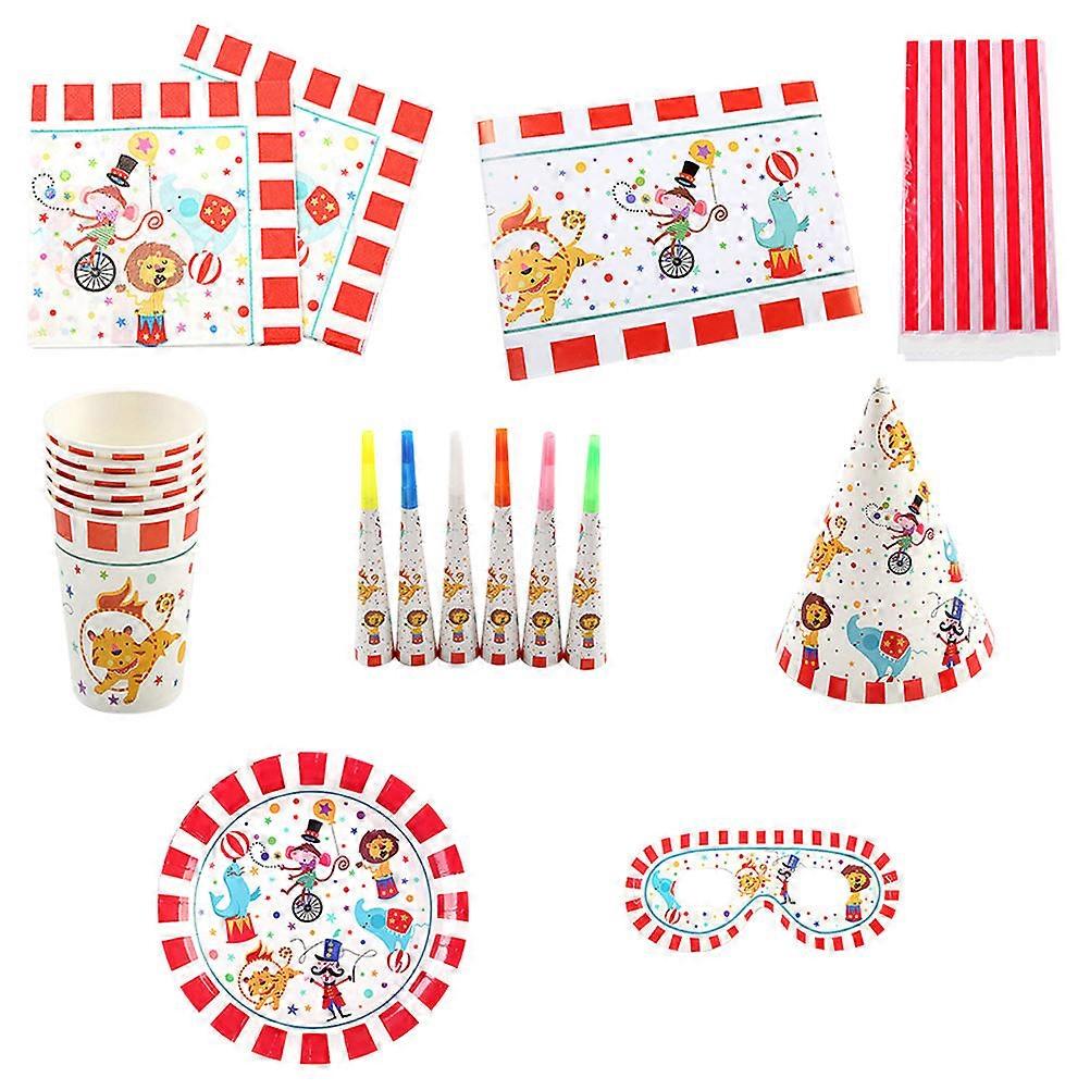 Party Paper Supplies Circus Theme Birthday Tableware Set for 42Pcs
