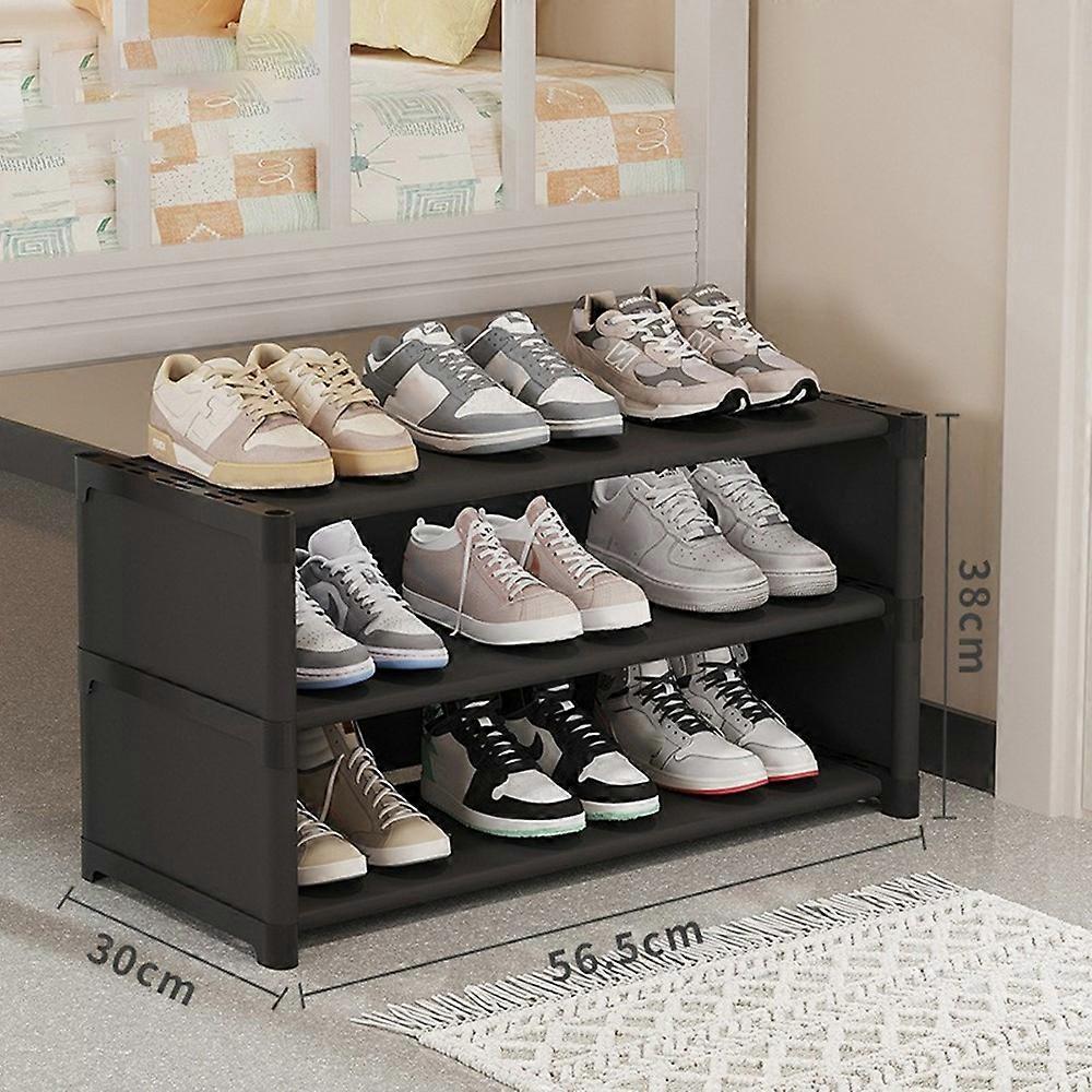 3 Tier 56.5cm Shoe Rack Space Saving Slim Under Desk Dorm Storage Organizer Multi-Function Dustproof