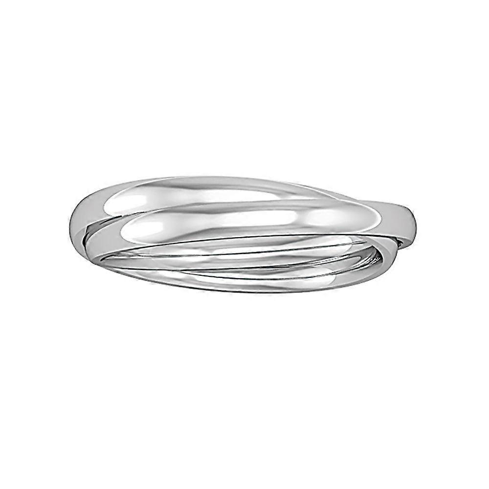 Jewelco London 18ct White Gold 2-Band Court Rolling Wedding Ring 2mm