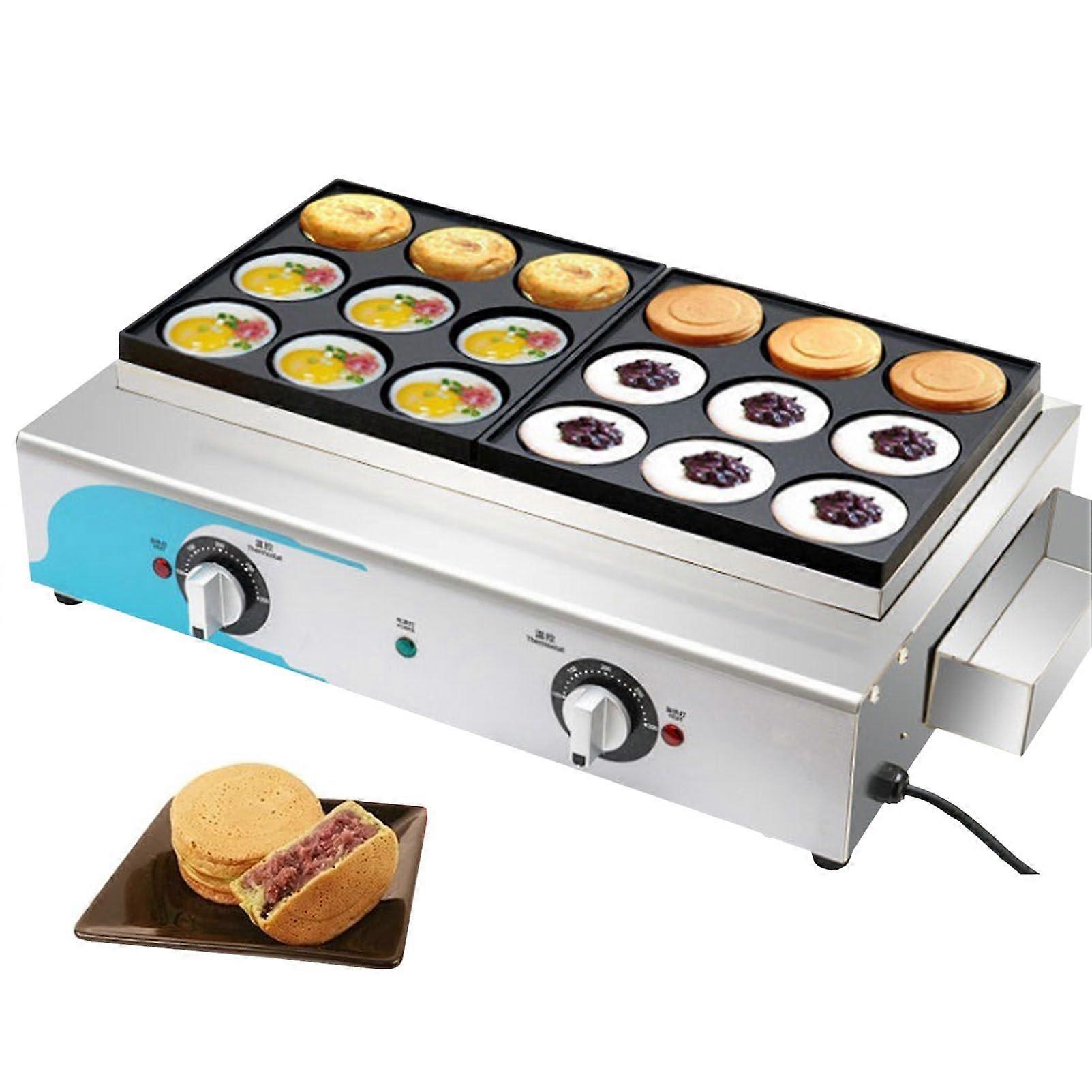 Commercial Electric Pancake Maker with 18Hole NonStick Plate and Precise Temperature Control