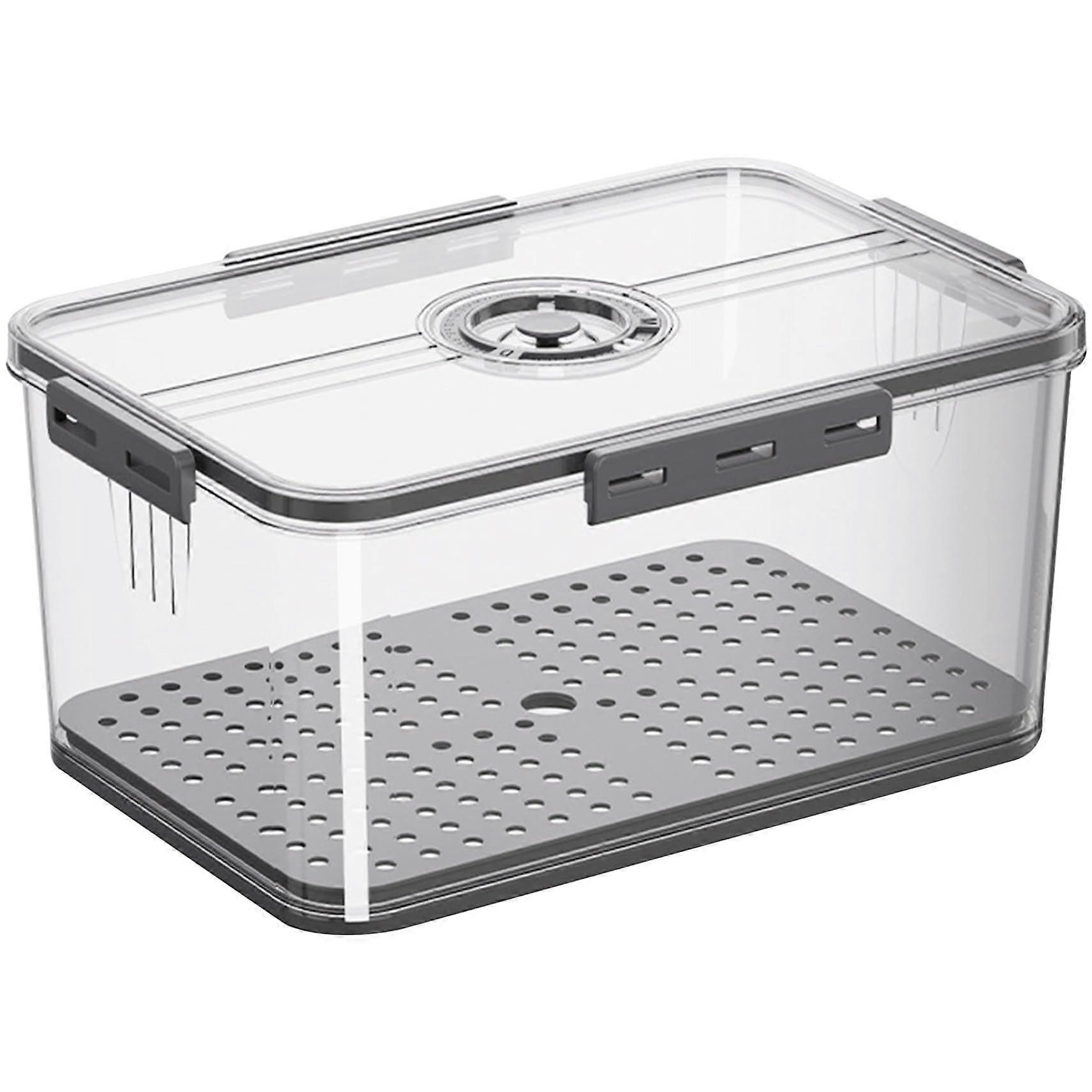 Airtight Bread Storage Container with Timer Lid, Stackable Bin for Homemade Bread, Grey Black 12.8x6.9x6