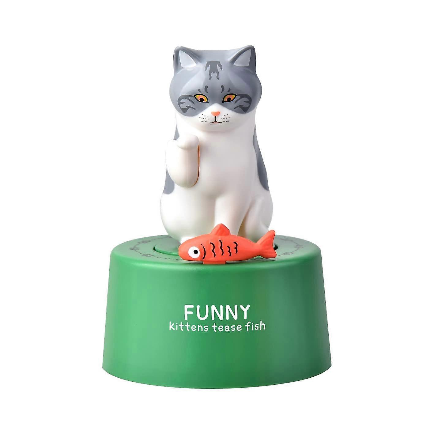 Cute Cat Kitchen Timer 60 Minute Mechanical Timer for Cooking and Study, Battery Green Set