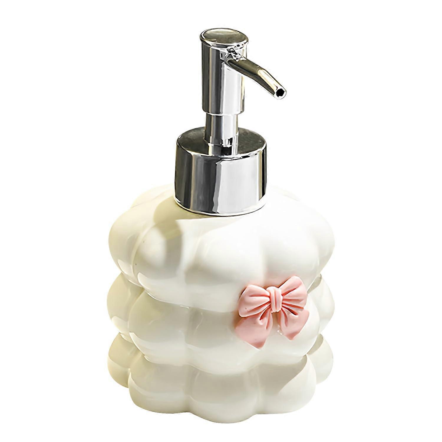 White Ceramic Foaming Soap Dispenser, Refillable Lotion Pump for Bathroom and Kitchen Sink