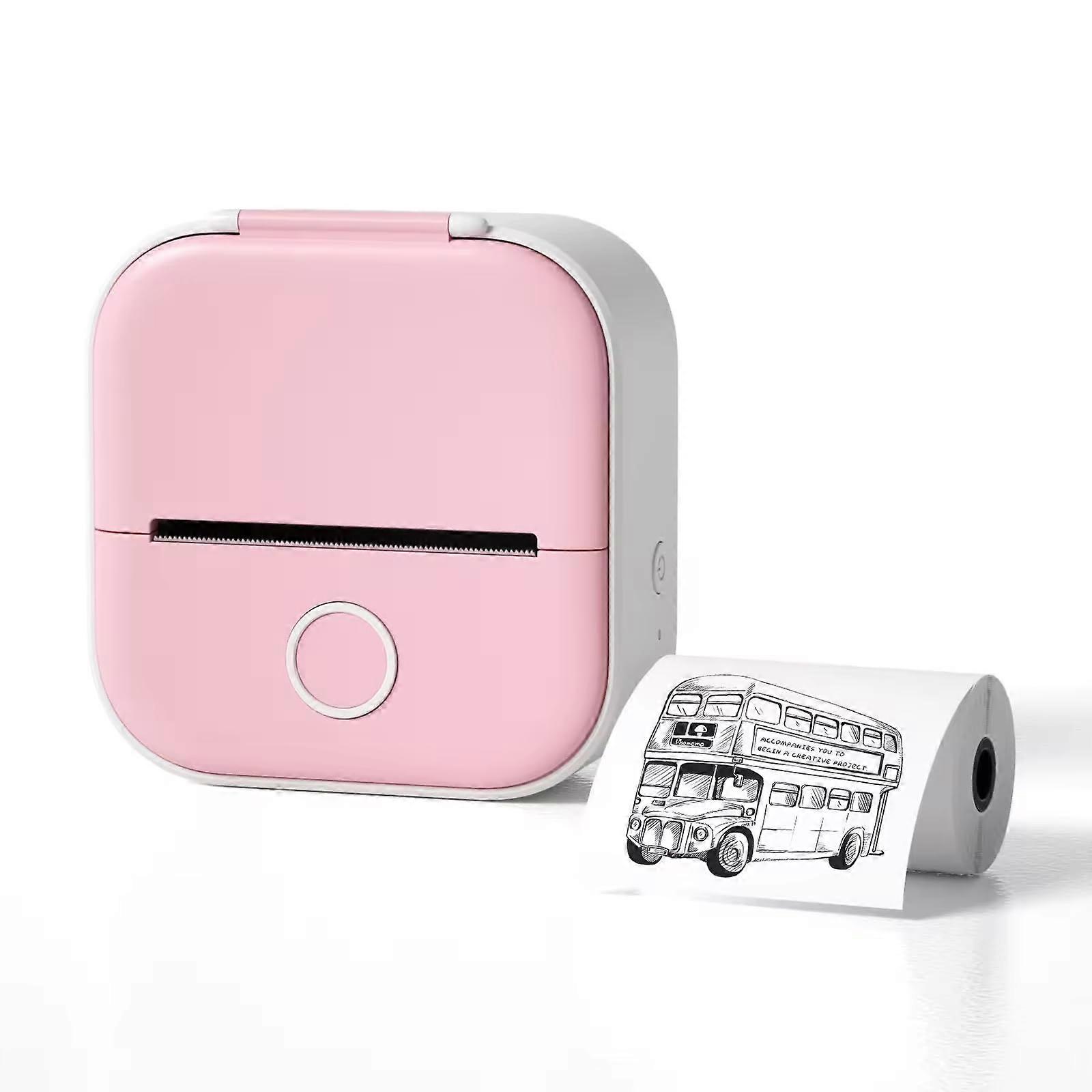 Portable Sticker Printer Bluetooth Mini Thermal Label Maker for Notes Stickers Photos QR Codes Pink