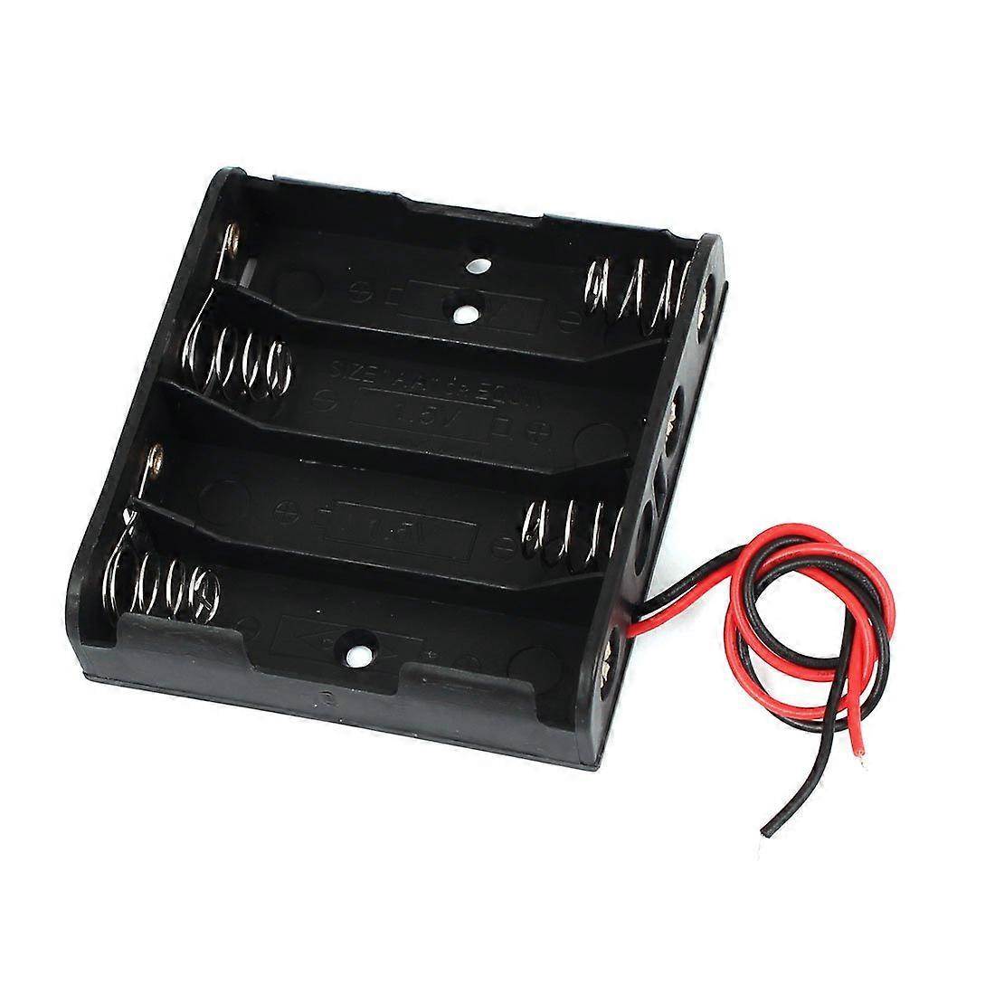 6V AA Battery Holder 4 Slot ABS Case with Wire Leads and Screw Mount for Electronics Projects