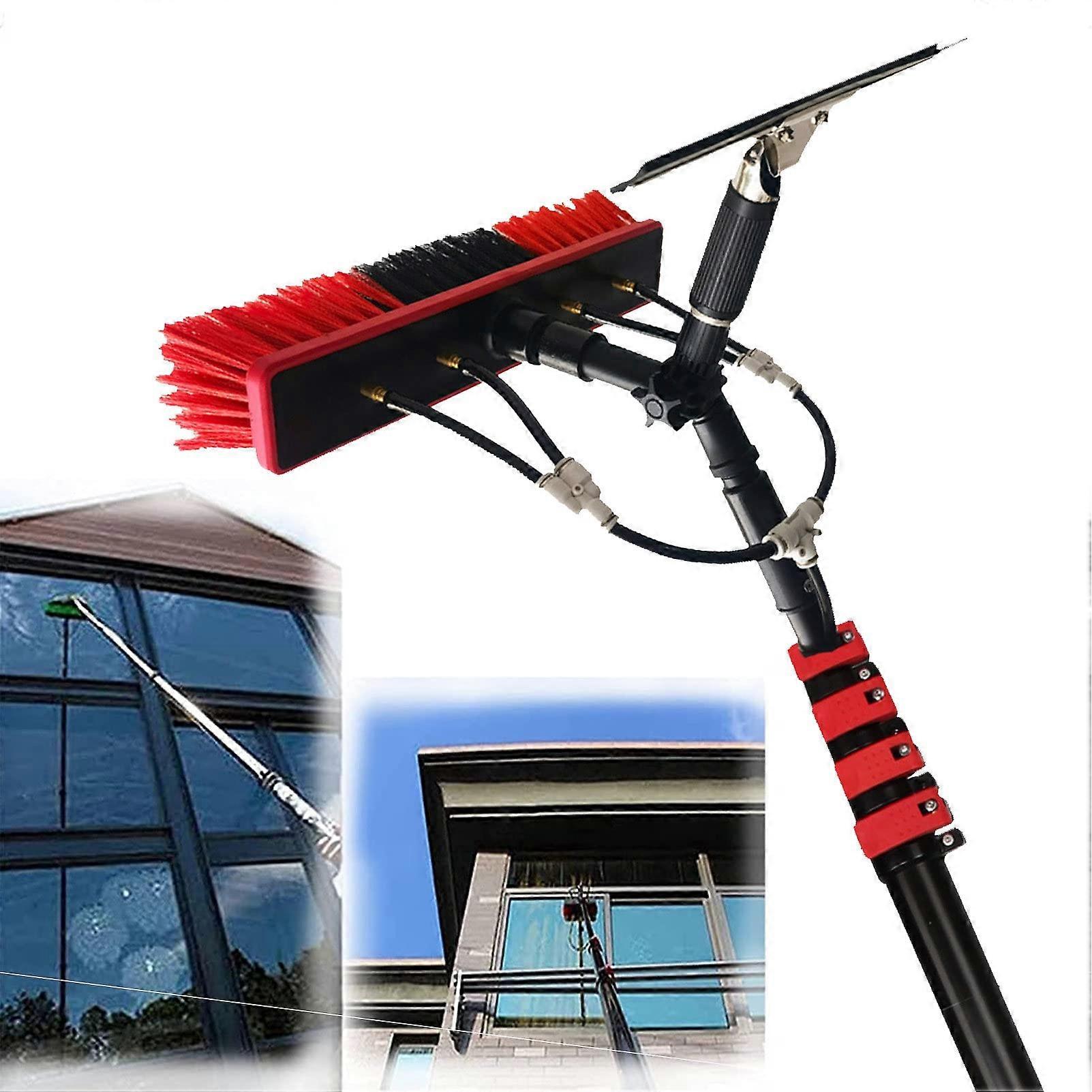 36FT Telescopic Solar Panel Cleaning Brush with Water Fed Pole and Soft Bristles for Windows
