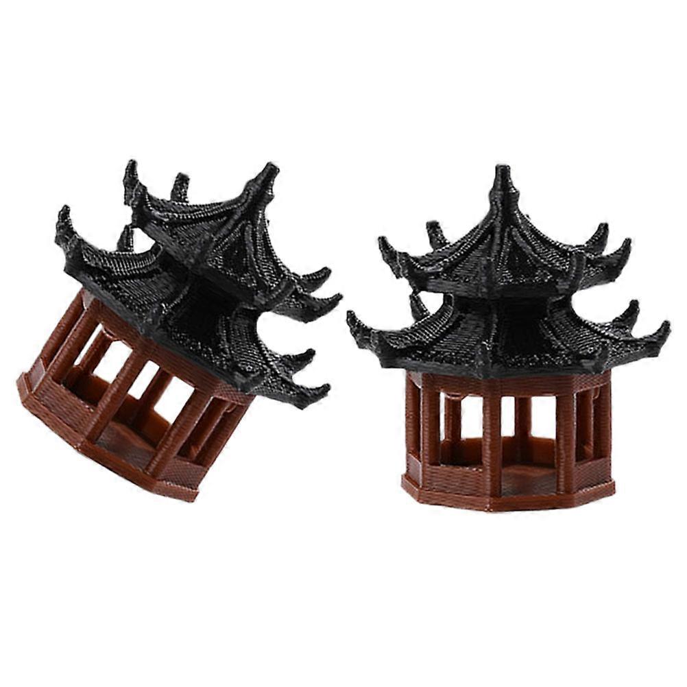 Mini Pavilion Statue Plastic Garden Decor for DIY 2Pcs Pack