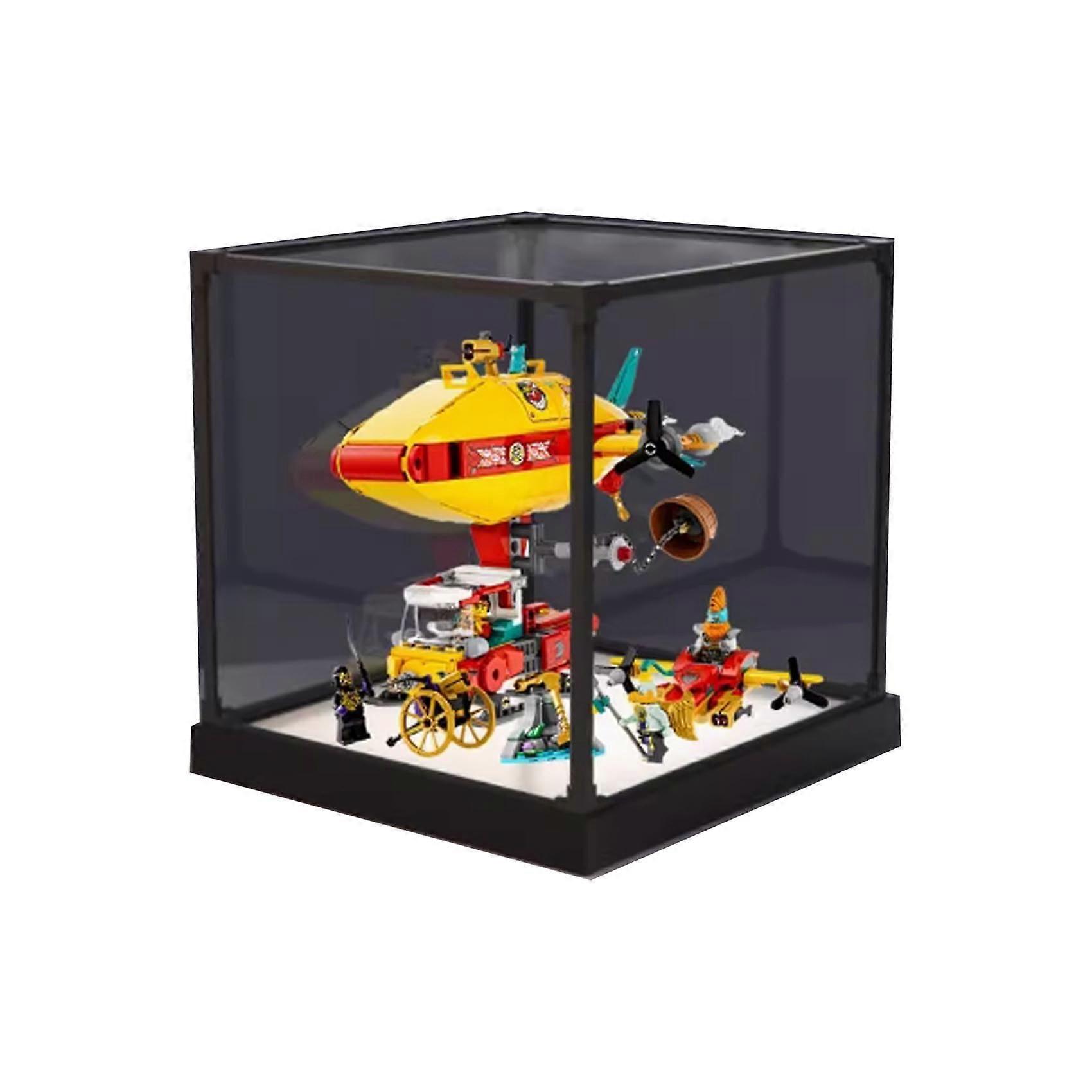 Acrylic Display Case for  80046 Blimp, Dustproof Transparent Box with White Base, Stackable