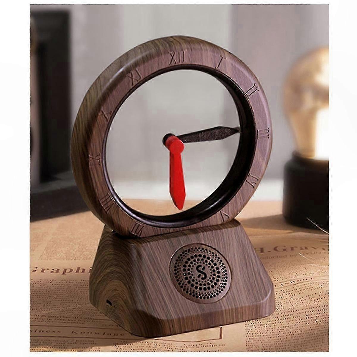 Bluetooth Speaker with Reverse Clock, Oak Wood Home Decor Speaker