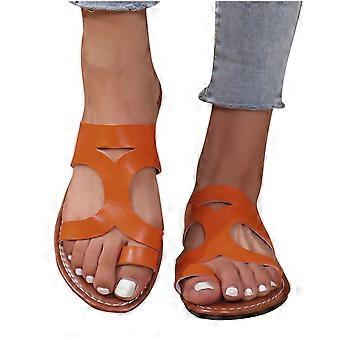 Flade sandaler til kvinder, damesandaler, damemode afslappet tå forår og sommer alsidige flade sandaler rød 9