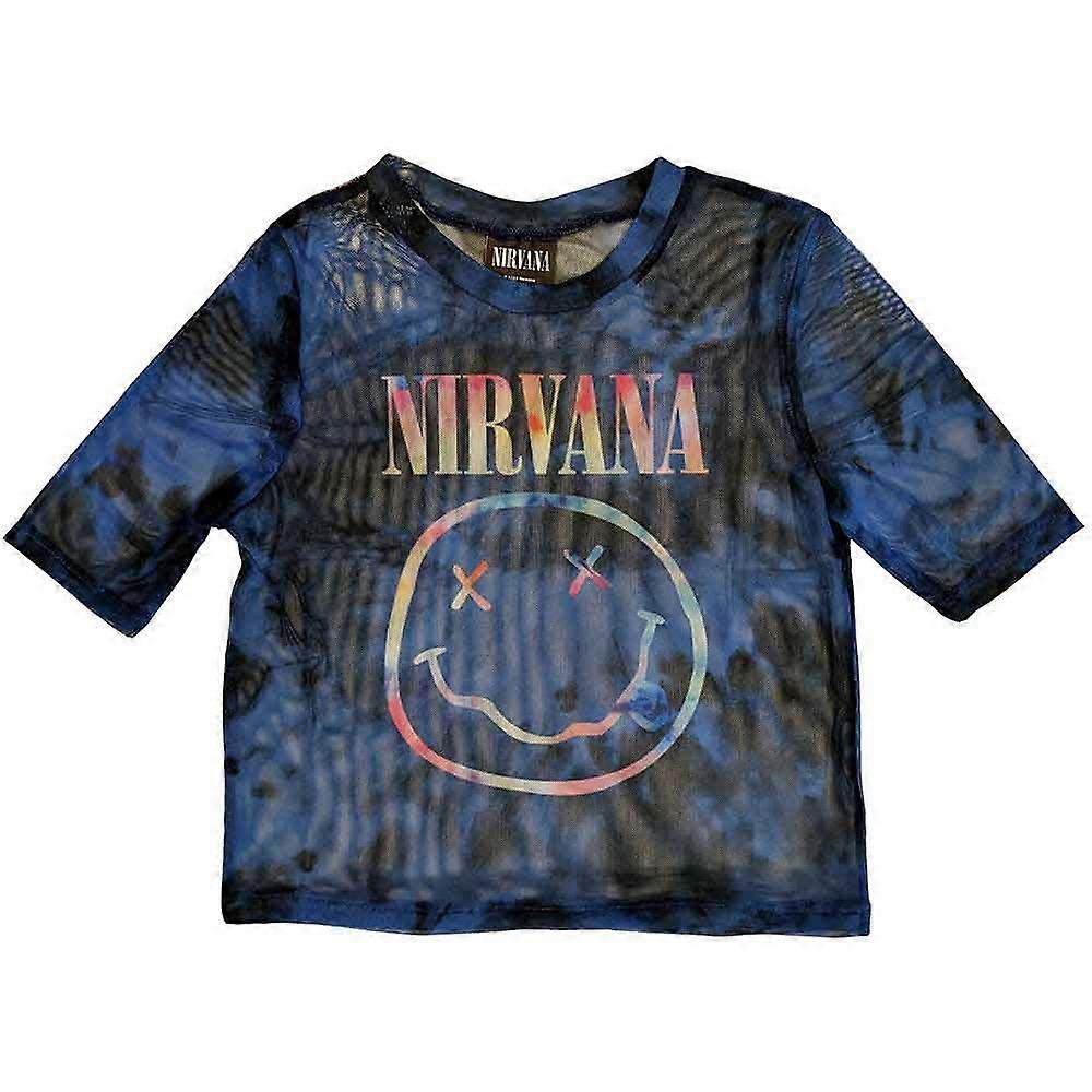 Nirvana Pastel Grunge Smile Mesh Crop Top