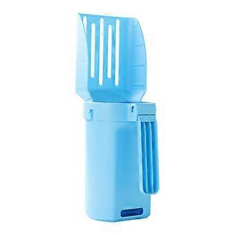 Cat Litter Scoop with Bag Holder, Integrated Detachable Deep Cat Litter Shovel with Poop Sifting Blue