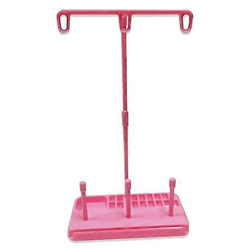 Three Spool Embroidery Thread Stand with Stable Base, Dark Pink Sewing Thread Holder Organizer
