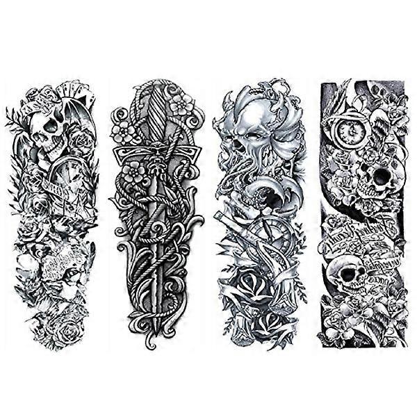 4 Sheets Extra Large Flower Temporary Sticker Full Arm