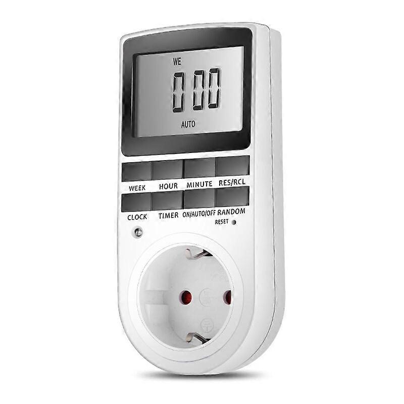 Digital Programmable Outlet Timer, 7 Day 24 Hour Weekly Light Switch Plug with LCD Display and Random Switching Function, Programmable Digitale