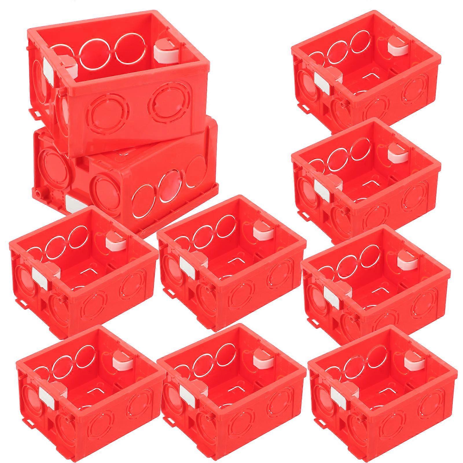 Wall Socket Box 86 Type for Flush Mount 10Pcs Red Plastic Mounting Boxes
