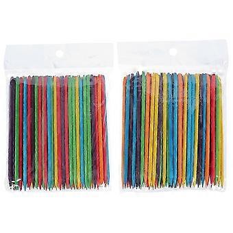 Diamond Point Wooden Cuticle Remover Manicure Rod for Nail Cleaning 2Packs