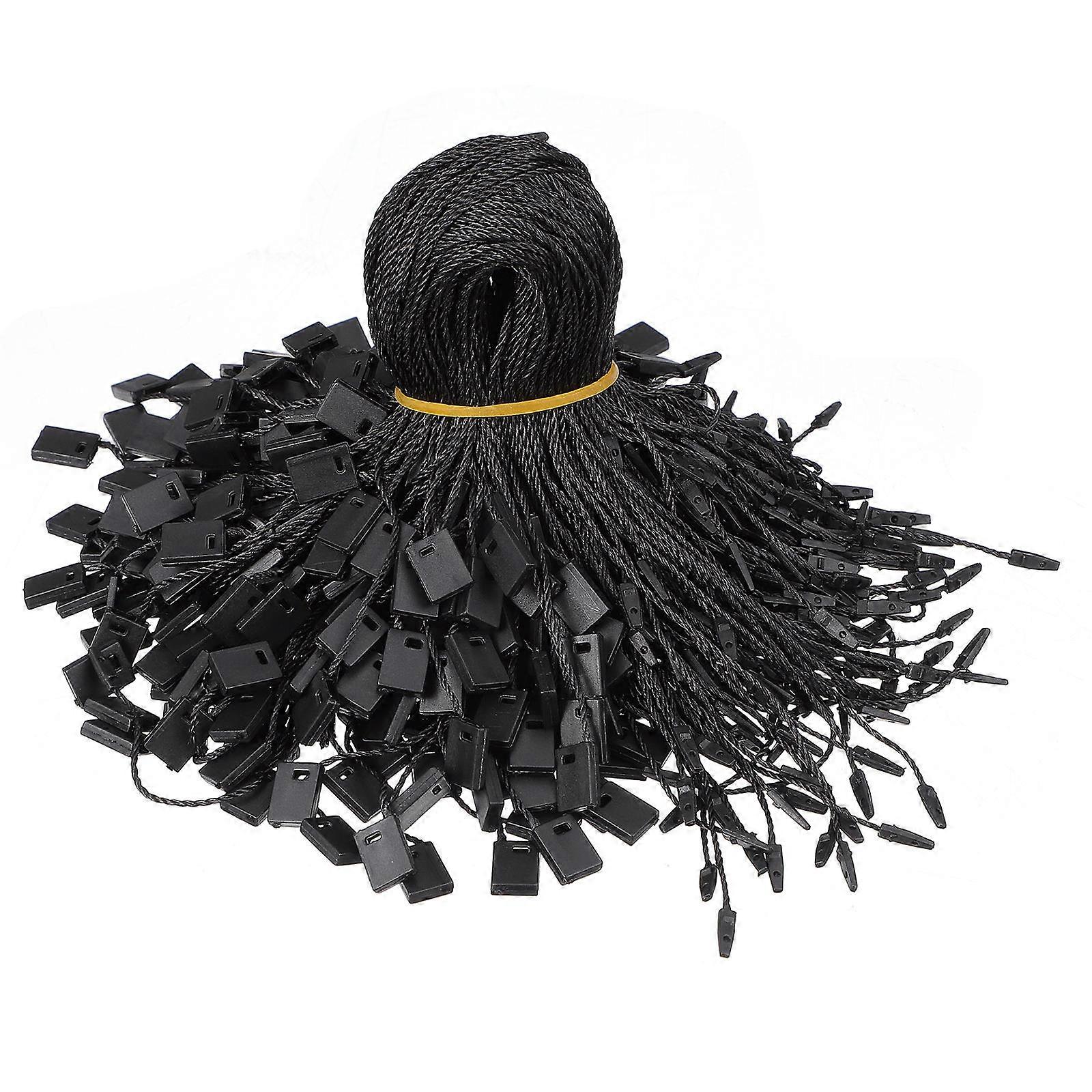 950PCS Black Tag String Nylon String Snap Lock Pin Loop Fastener Hook Ties 18cm (Black)