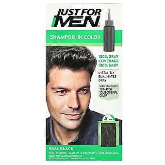 Just for Men, Shampoo-In-Color, Real Black H-55, Single Application Haircolor Kit, 2-Pack