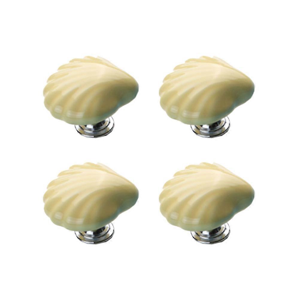 Ceramic Cabinet Knobs Yellow for Drawer Pull Handles 8Pcs Sea Shell Style