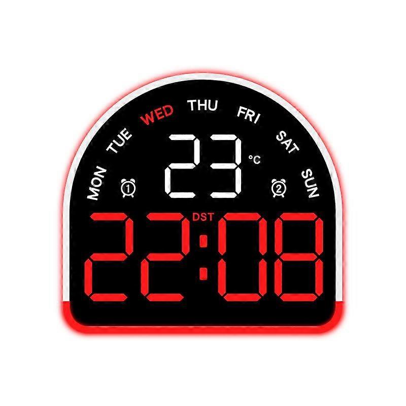 LED Ambient Light Clock White Shell Red Light