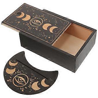 Wooden Tarot Storage Box and Stand for Storage Use 4Sets Black Deck Holder