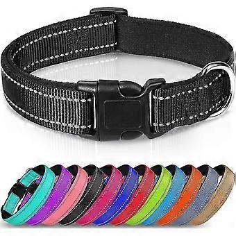 Reflective Dog Collar, Rubber Nylon Pet Collar, Adjustable