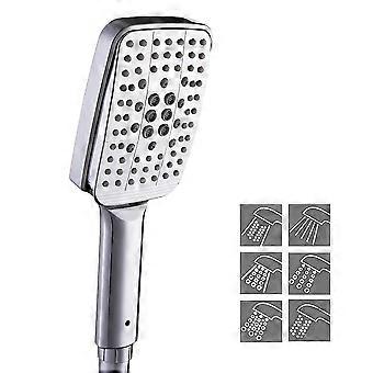 Shower Head, Universal Shower Heads Handheld High Flow 6 Sprays Water Saving Large Square Showerhead Replacement - Chrome