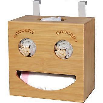 2-i-1 Skraldeposedispenser & Købmandsposeholder med bøjle til standard skraldeposeruller, Skraldeposeopbevaringsholder Organizer til skraldeposer, Hang Ov