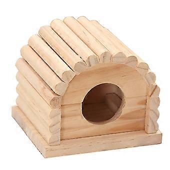 Hamster House Wooden Hamster Shelter for Pets 2Pcs Durable Light Brown