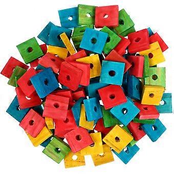 Parrot Chewing Toy Wood Blocks for Playing 100Pcs Colorful Bird Bite Toys