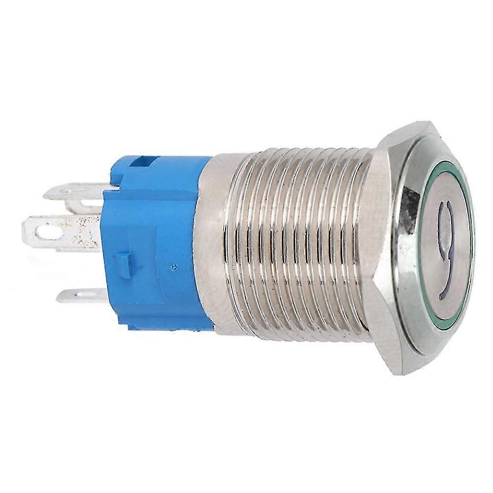 2 Pcs Push Button 16mm Flat Head Self-Resetting Button Switch with '6' '9' Light24VDC Green