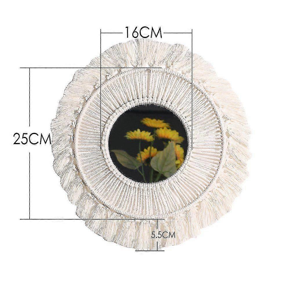 Macrame Wall Mirror Round Mirror Boho Macrame Fringe Mirror with Pendant