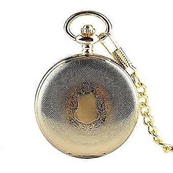 Pocket Watch Pendant Golden Shield Design Hand Winding Steampunk 604.