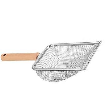 Cat Litter Scoop Wooden Handle Stainless Steel for Practical Sand Sifting